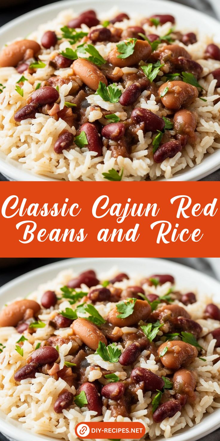 two plates filled with beans and rice on top of each other, one is red