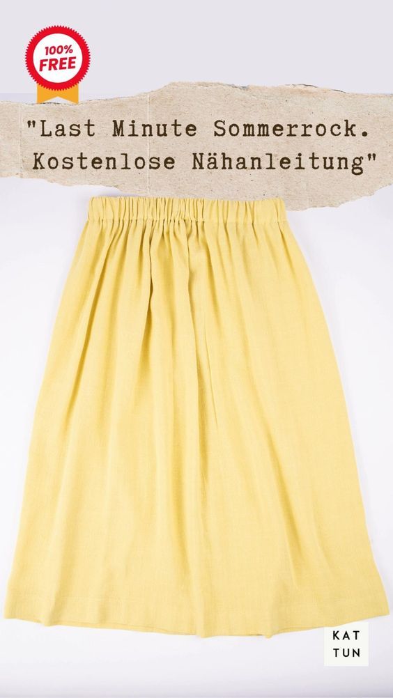 a yellow skirt with the words last minute somewhere in german on it's side