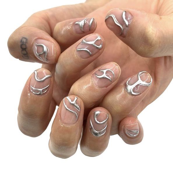 Men Nails, Nails Painted, Minimal Nails Art, Mens Nails, Hard Nails, Silver Nail, Edgy Nails, Minimal Nails, Grunge Nails