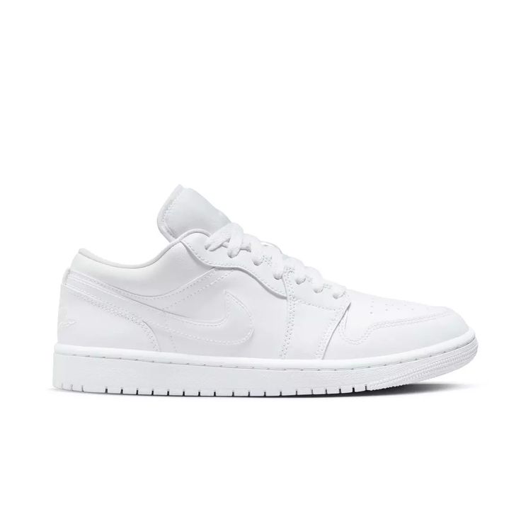 Jordan 1 Low "White/White/White" Women\'s Shoe View 1 Classic White Everyday Sneakers, All White Jordan 1, Jordan Lows, Air Jordan 1 Low White, Jordan 1 Lows, Jordan 1 Low White, Jordan Low, Low Top Jordans, White Jordans