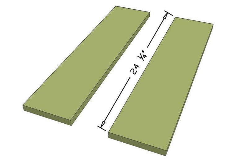 two pieces of wood are shown with the measurements for each piece in front of them