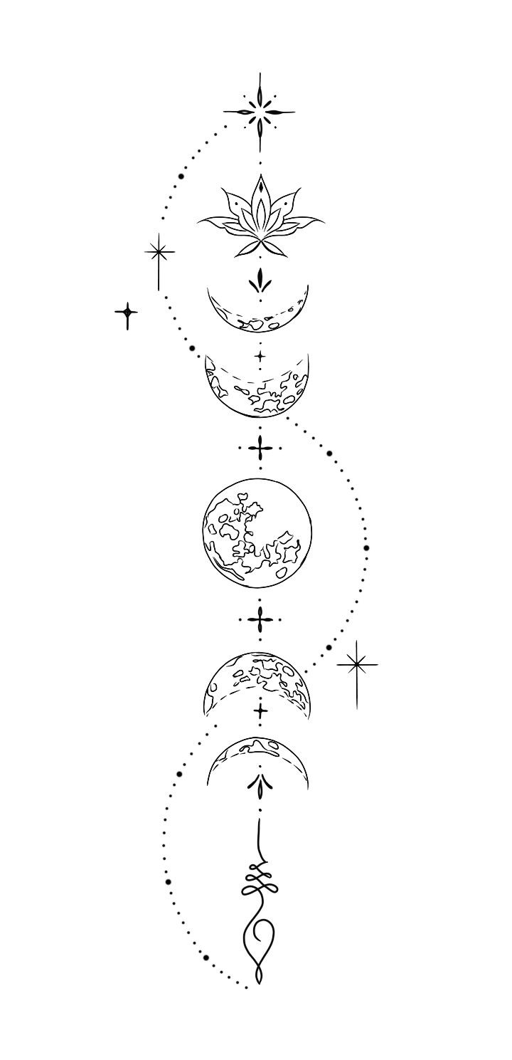 the seven chakras are shown in black and white, with symbols above them