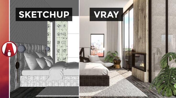 the interior of a bedroom is shown in three different stages, including sketching and rendering