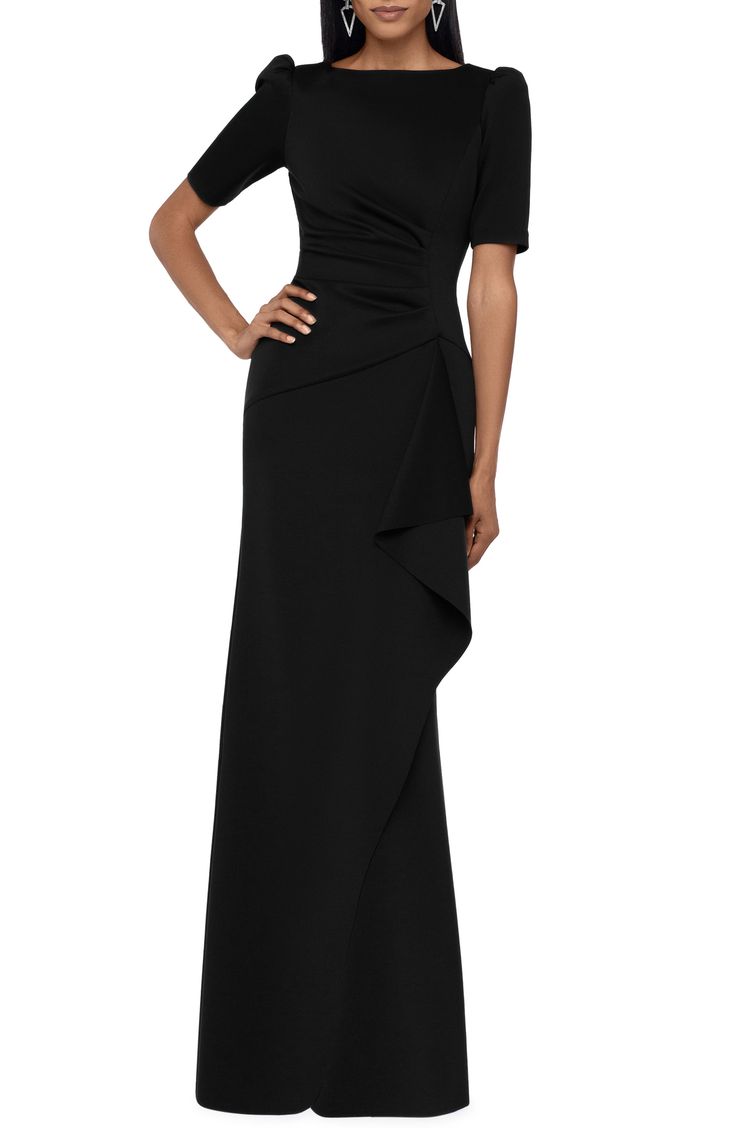 Xscape Evenings Ruffle Puff Sleeve Gown | Nordstrom Puff Sleeve Gown, Cap Sleeve Gown, Mesh Gown, Evening Dress Collection, Sleeve Gown, Long Sleeve Gown, Column Gown, Midi Cocktail Dress, Gowns With Sleeves