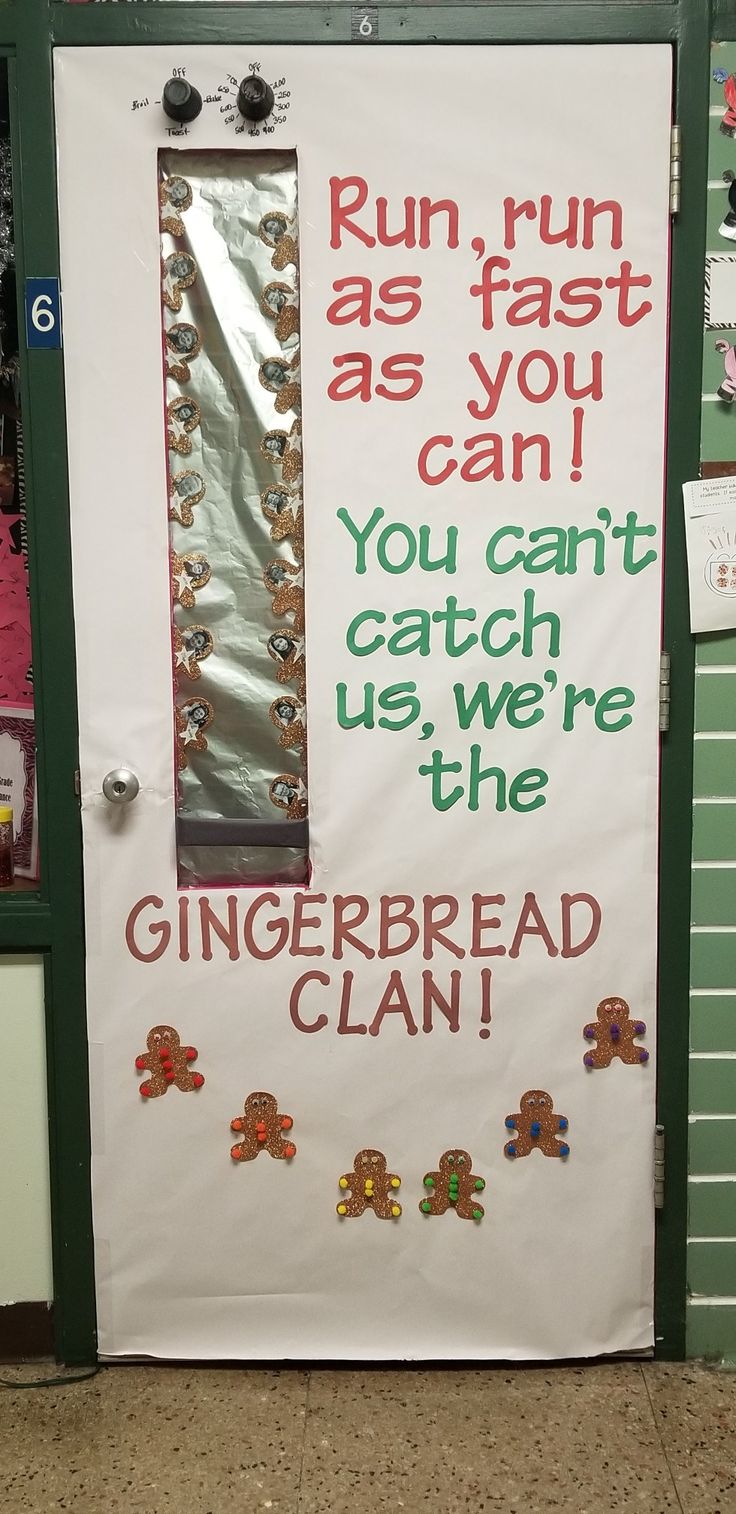 a sign that is on the side of a door with gingerbreads written on it