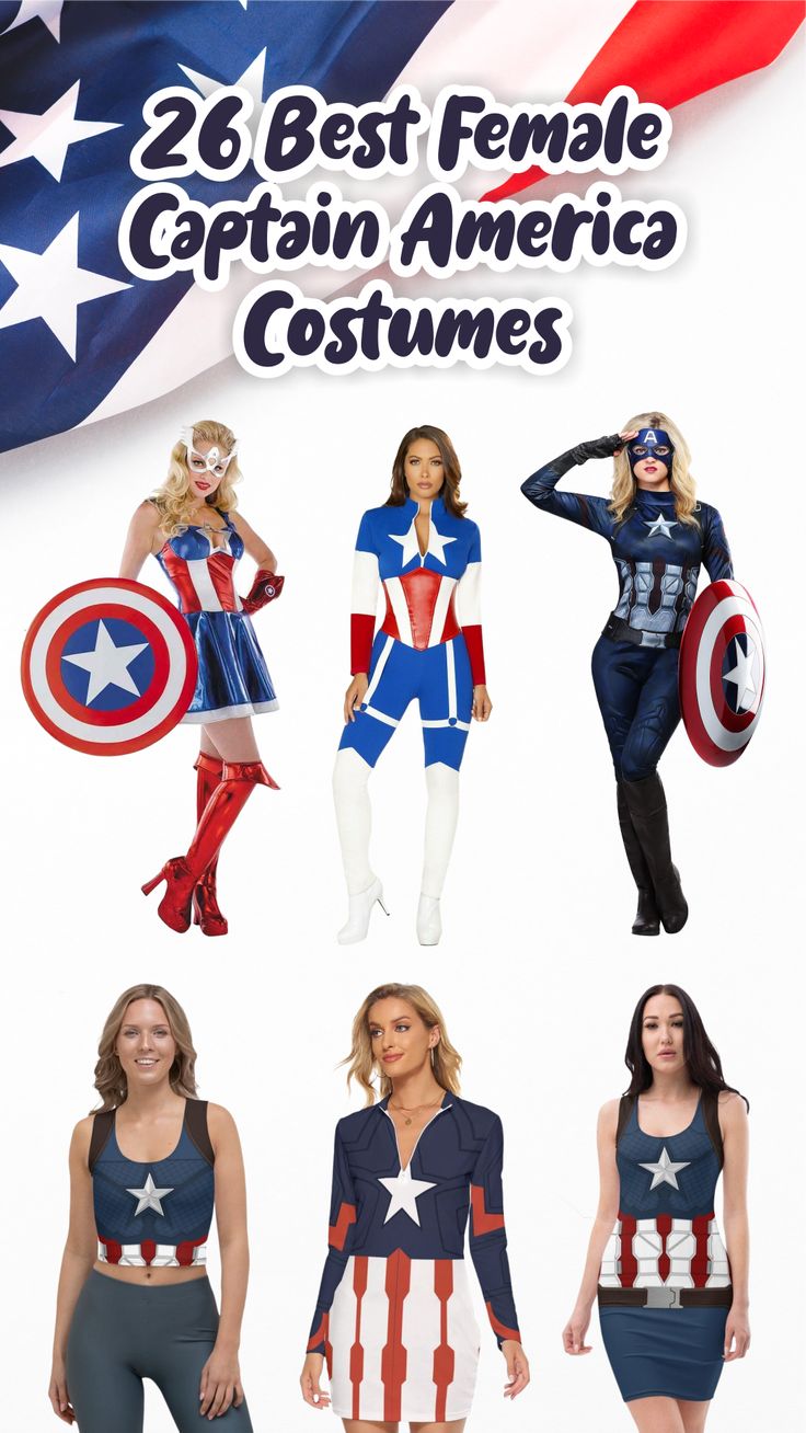 women in captain america costumes with the caption, 26 best female captain america costumes