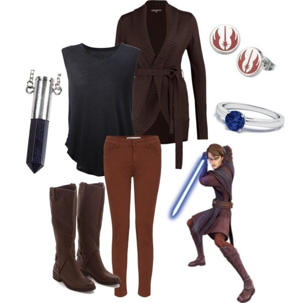 a woman is dressed up as star wars character leisa from the force awake in brown pants and boots