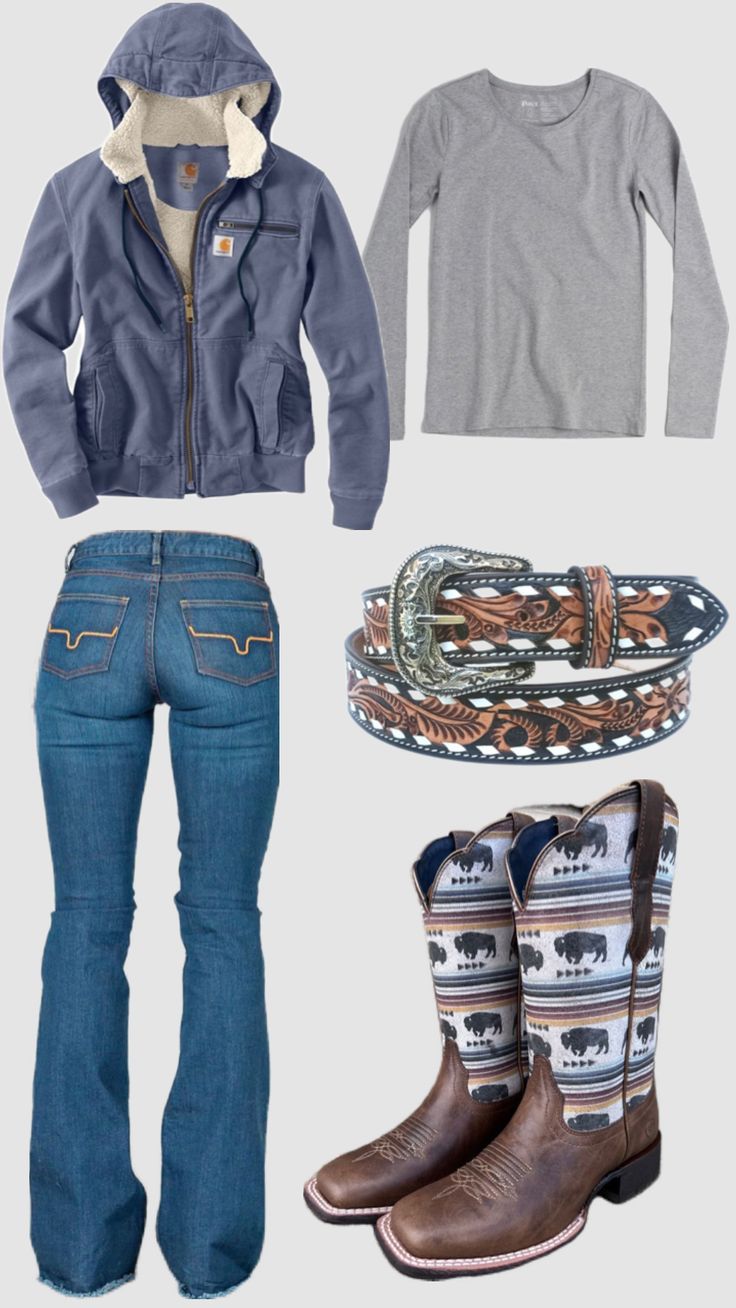 Western Sweatshirt Outfit, County Fits, Western School Outfits, Virgo Outfits, Clothes Collage, Bootcut Jeans Outfit, Fits 2023, Country Couple, Hot Trucks