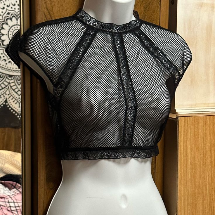 Very Sexy By Victoria’s Secret Mesh Crop Top Zip Up Back Nwot Small Measures Approx 14x14 Black Mesh Cropped Top, Black Cropped Mesh Top, Black Sheer Mesh Crop Top, Trendy Fitted Fishnet Crop Top, Sheer Fitted Crop Top For Night Out, Edgy Mesh Crop Top For Party, Sheer Stretch Crop Top For Club, Fishnet Mesh Crop Top For Night Out, Sheer Mesh Crop Top For Night Out