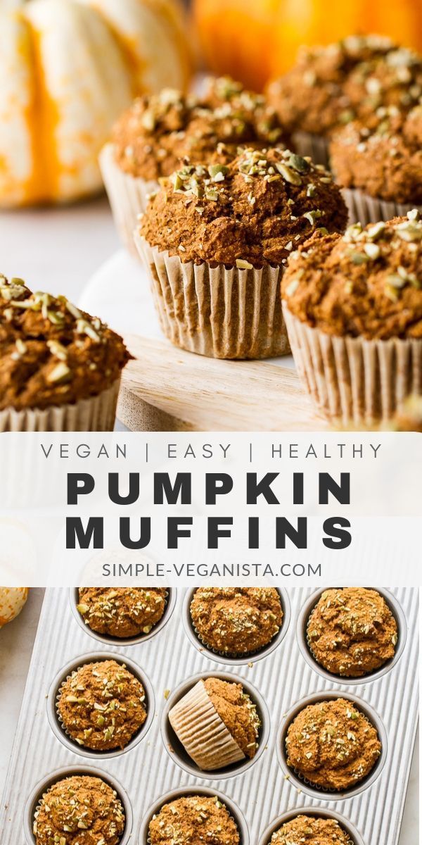 vegan pumpkin muffins with text overlay