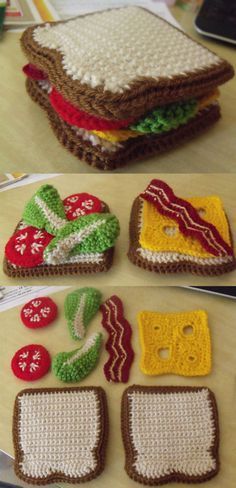 the crocheted sandwich is ready to be made into an appliance or decoration