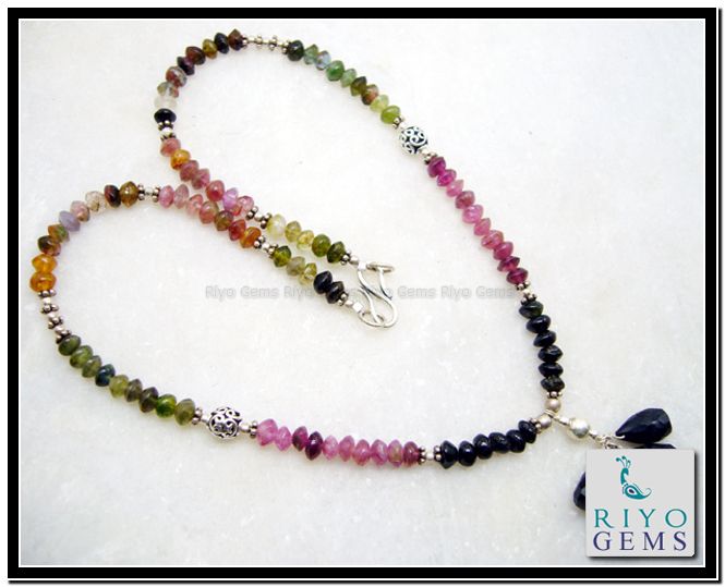 Tourmaline Silver Necklace Gemstone Watermelon Tri Color pink Tourmaline Silver Jewelry by Riyo Gems http://www.riyogems.com Gemstone Beaded Necklace, Handmade Beaded Jewelry, Sustainable Jewelry, Beads Necklace, Beads Jewelry, Silver Jewellery, Pink Tourmaline, Tri Color, Necklace Jewelry