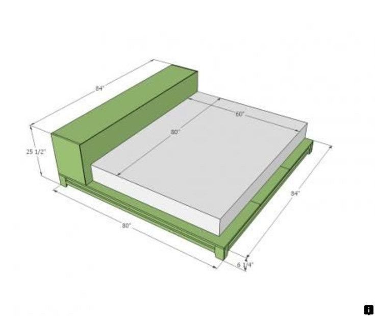 a drawing of a bed frame with measurements