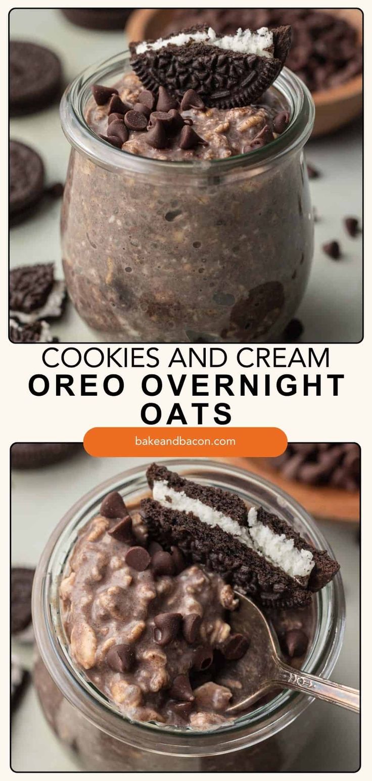 cookies and cream oreo overnight oats in a jar