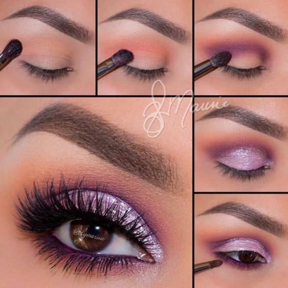 Eye Makeup Tutorials to Take Your Beauty to the Next Level ★ See more: http://glaminati.com/eye-makeup-tutorials-beauty/ Make Up Designs, Eyeliner For Beginners, Eye Makeup Tutorials, Purple Eye Makeup, Glitter Eye Makeup, Eye Makeup Pictures, Eye Makeup Steps, Makijaż Smokey Eye, Make Up Tutorials