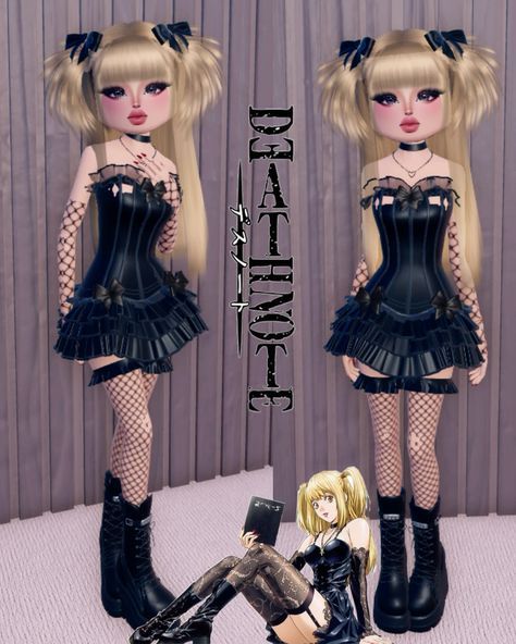 My Style Dress To Impress, Misa Dti Outfit, Dti Roblox Cosplay, My Idol Outfit, Dti My Idol Outfit Ideas, Cosplay Dti Outfit Ideas, Misa Amane Dress To Impress, Di Top Model, Musical Dti Outfits