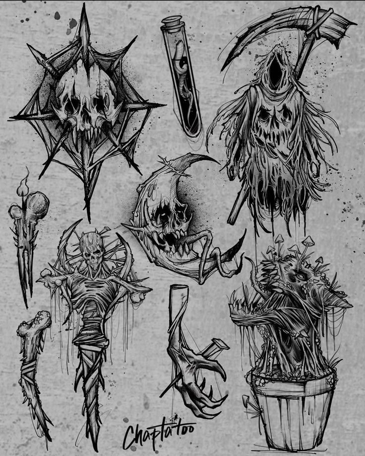 some creepy looking tattoos on a piece of paper