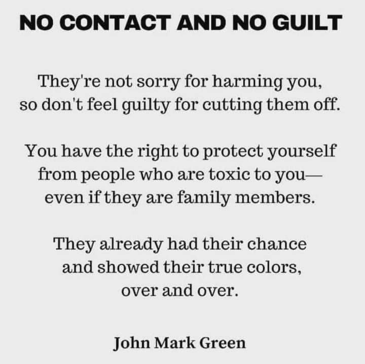 a quote from john mark green that says, no contact and no guilt they're sorry