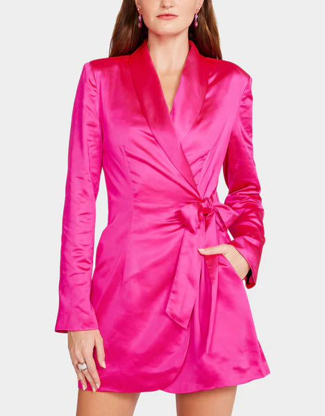 Pink Wrap Around Evening Dress A Night At The Opera, Pink Wrap, Holiday Trends, Business Meeting, Formal Style, Blazer Dress, Dress Pink, Fall Trends, Formal Wear