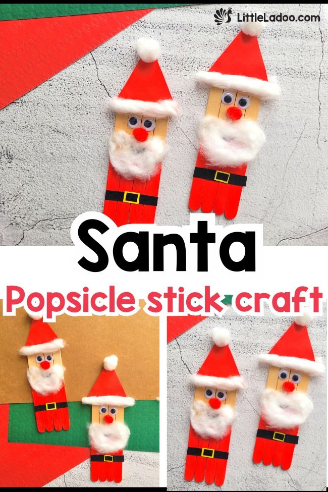 santa popsicle stick craft for kids to make