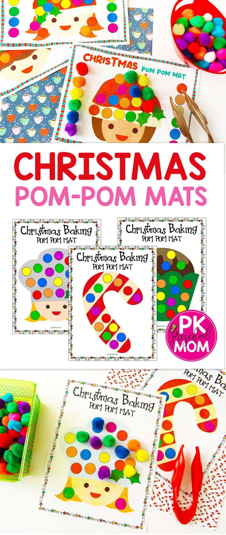 christmas pom - pom mats for kids to make