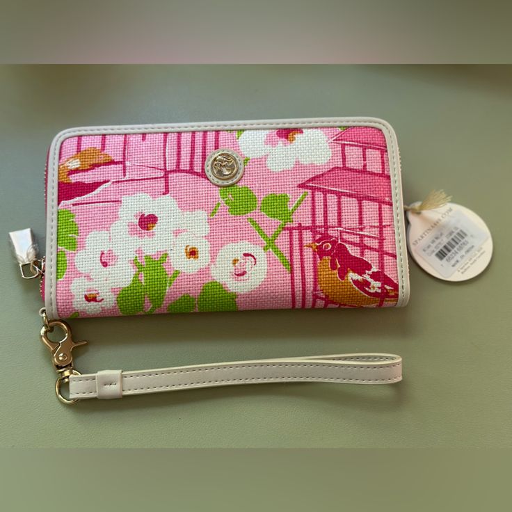 Spartina 449 Wristlet Wallet - Brand New With Tags Spring Rectangular Bags With Interior Card Slots, Spring Gift Wristlet With Wrist Strap, Pink Wristlet For Everyday Use In Spring, Spring Zipper Pouch Wristlet Clutch, Trendy Spring Wallets Perfect For Gifts, Rectangular Wristlet For Spring Gift, Rectangular Wristlet As Spring Gift, Rectangular Wristlet Gift For Spring, Adjustable Wristlet For Spring