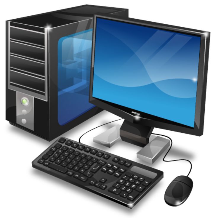 a desktop computer with a keyboard and mouse next to it on a white background,