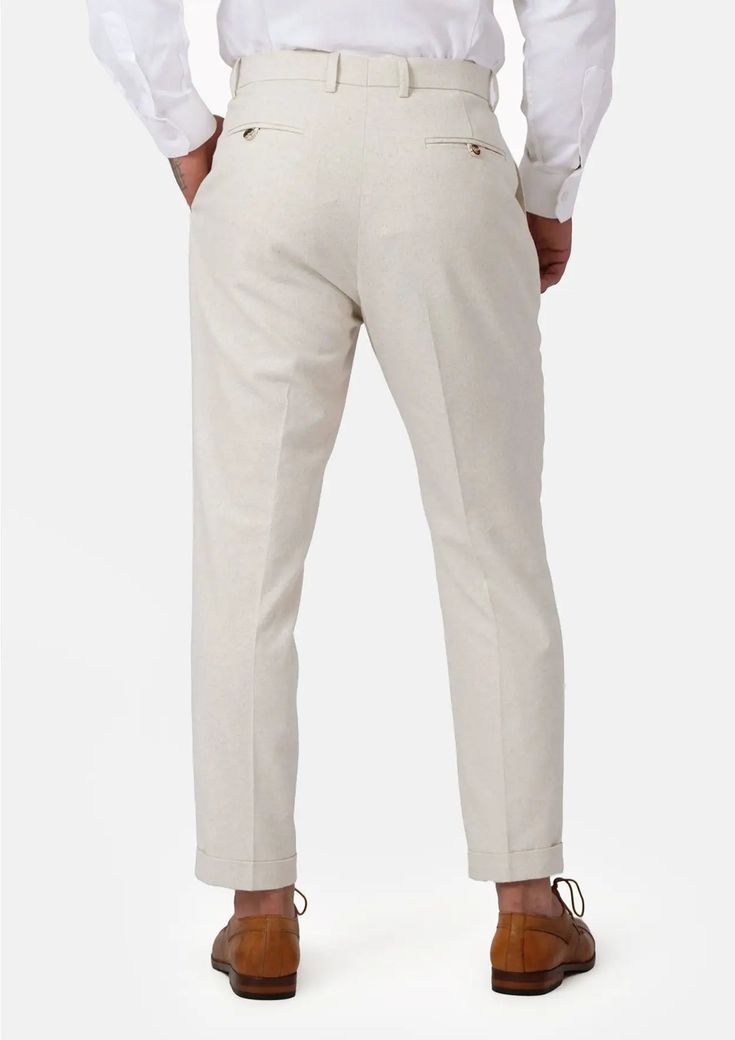 The Sand Linen Pants hit the spot for comfort in the best-dressed way. The breathable linen cotton blend makes them the ideal look for your summer event. Custom made, ensuring you feel comfortable and look sharp all day long. Summer Business Casual Chinos, Business Casual Summer Pants With Welt Pockets, Summer Business Casual Pants With Welt Pockets, Summer Business Casual Cotton Bottoms, Summer Cotton Bottoms For Business Casual, Summer Elegant Ankle-length Chinos, Elegant Summer Ankle-length Chinos, Beige Chinos Trousers For Summer, Beige Chinos For Summer