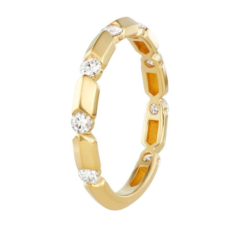 a gold ring with diamonds on it