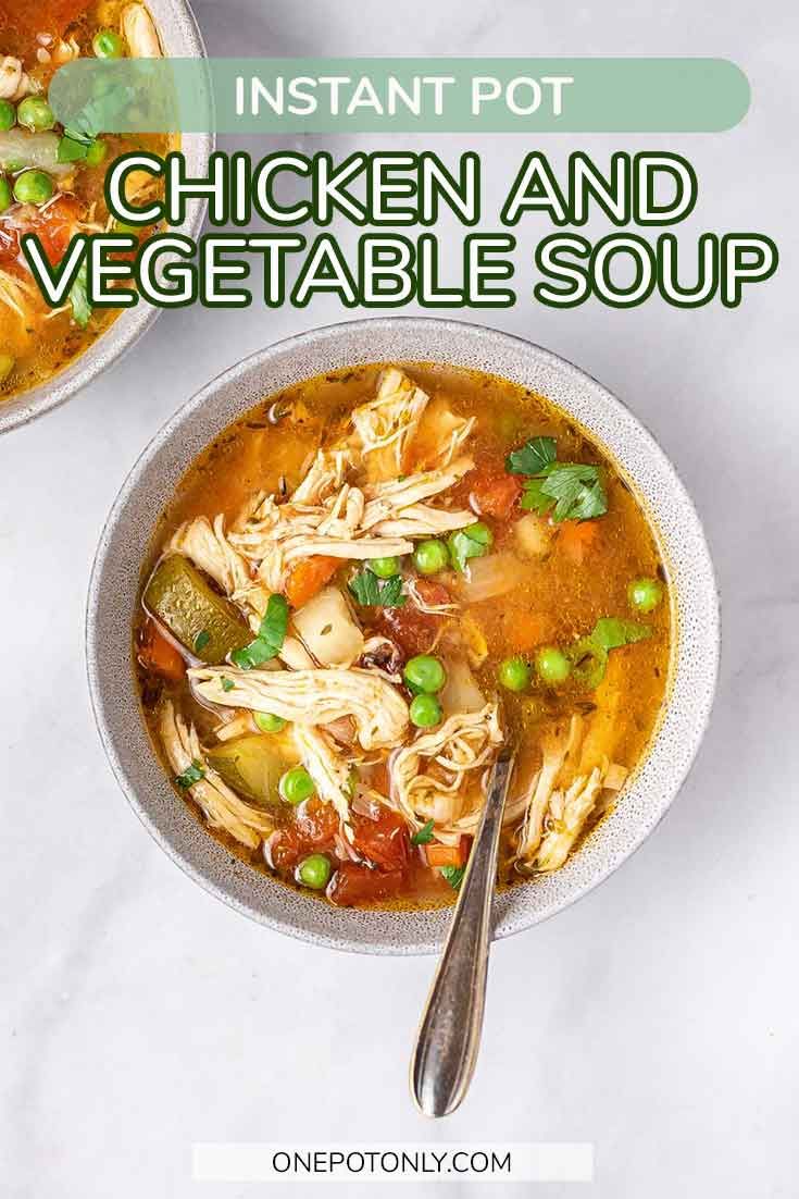 two bowls of chicken and vegetable soup with the title instant pot chicken and vegetable soup