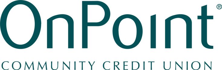 the logo for on point community credit union, which is also in green and white