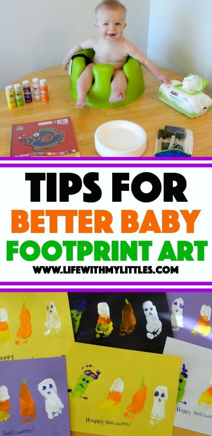 a baby sitting in a high chair with the words tips for better baby footprint art