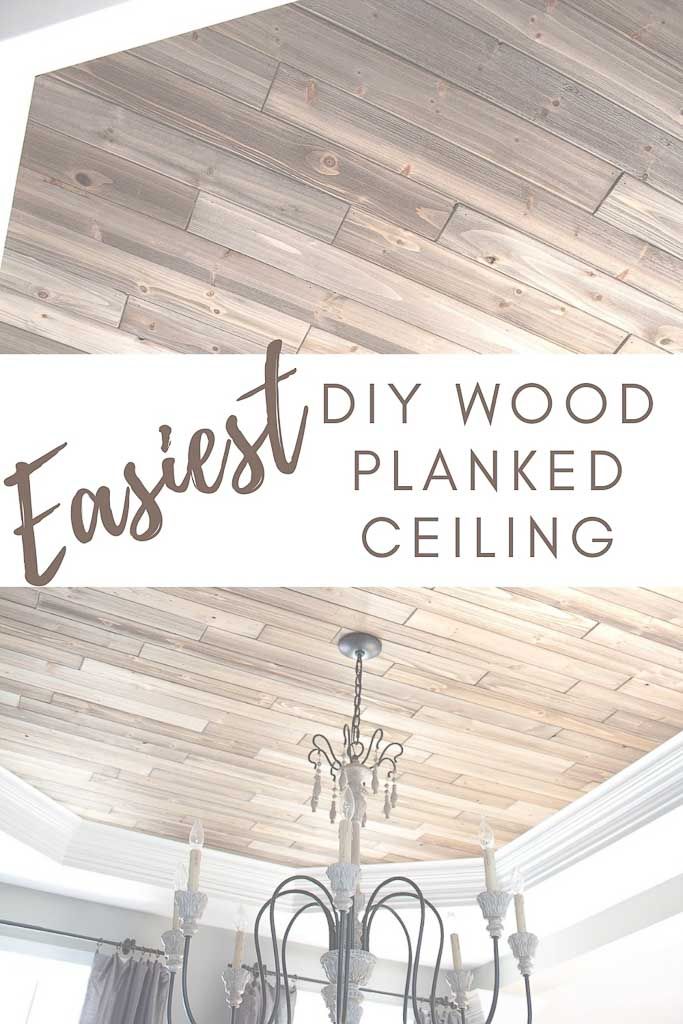 a chandelier hanging from the ceiling with text overlay that reads, fastest wood planked ceiling