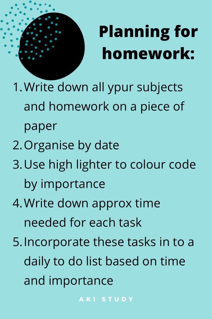 a blue poster with the words planning for homework written in black and white on it