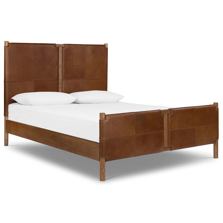 Salado Leather Bed, Heirloom Sienna-Furniture - Bedroom-High Fashion Home Leather Platform Bed, Bassano Del Grappa, Leather Headboard, Leather Panel, Leather Bed, Beds & Bed Frames, Tom Dixon, High Fashion Home, Four Hands