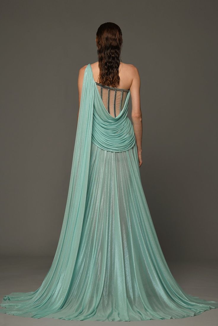 Description Blue A-line, Long dress Sleeveless Open neckline Silk Dry Clean Made in Lebanon 600- 4-4 Chain Corset, Ethereal Dresses, Aqua Blue Dress, Ellie Saab, Tulle Maxi Dress, Goddess Dress, Timeless Dress, Fantasy Dress, Draped Dress