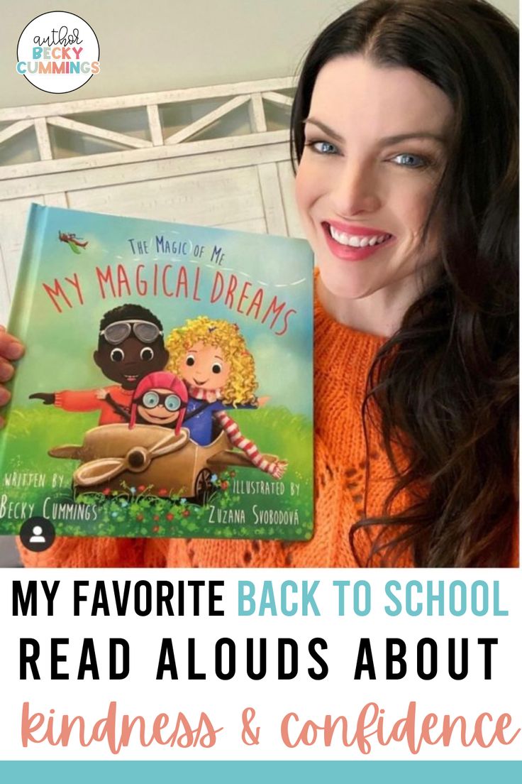 a woman holding up a book with the title my favorite back to school read alouds about