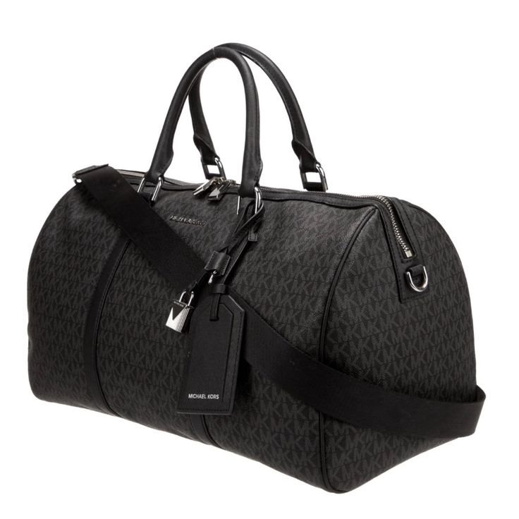 Heading To The Gym Or The Office? Up Your Fashion Level With The Designer Style Of The Sleek Signature Commuter Duffle Bag By Michael Kors. Approx. Dimensions: 23"W X 12.5"D X 12.5"H Handle Drop Approx. 4.13" Adjustable Strap Measurements: 10.63" - 26.13" Top Zipper Closure Two Interior Front Slip Pockets One Interior Back Zipper Pocket Allover 'Mk' Patterning Body: Pvc/Polyester/Cotton/Polyurethane; Trim: Leather; Lining: Polyester Spot Clean Dust Bag Not Included* Elegant Black Duffle Bag For On-the-go, Elegant Everyday Duffle Bag With Handles, Michael Kors Black Shoulder Bag For Business, Michael Kors Black Business Shoulder Bag, Luxury Black Duffle Bag With Removable Pouch, Black Bags For Business Trips With Detachable Strap, Michael Kors Black Shoulder Bag With Leather Handles, Luxury Michael Kors Shoulder Bag For On-the-go, Elegant Black Duffle Bag With Removable Pouch