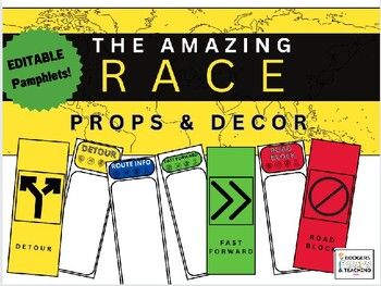 the amazing race props and decor is featured in this ad for an upcoming book,