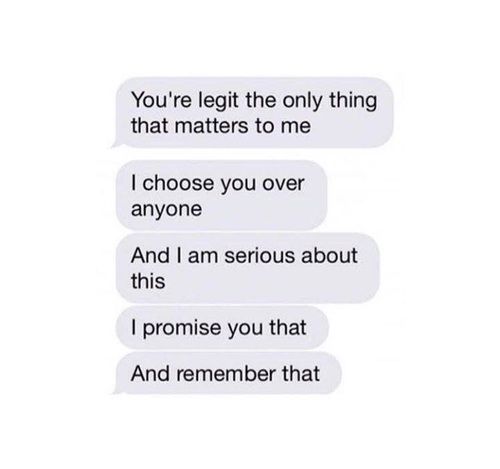 two texts that are in the same language, one says you're legit the only thing that matters to me