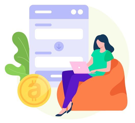 a woman sitting on a couch with a laptop and money