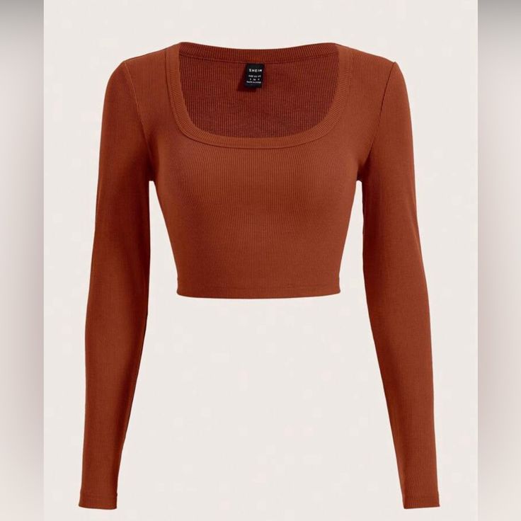 -Cropped -Never Worn -Nwot -Super Cute -Good For Layering Or Normal -Super Cute With Jeans -Size Xs -Burnt Orange Orange Long Sleeve Top, Burnt Orange Clothes, Burnt Orange Top, Brown Long Sleeve Shirt, Burnt Orange Sweater, Adam Cole, Orange Tees, Goth Clothing, Orange Long Sleeve