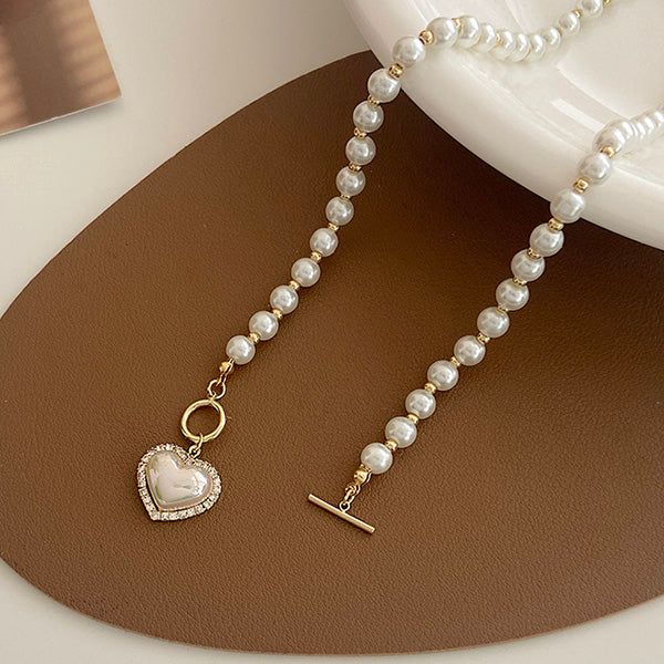 Material: Zinc Alloy Perl Neckles, Heart Pearl Necklace, Fantasy Accessories, Goth Hippie, Preppy Accessories, Aesthetic Heart, Anime Lingerie, Heart Flutter, Fancy Necklace