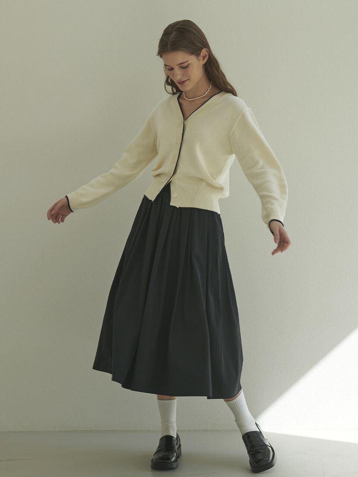 Editor's notesThis skirt is made of polyester. The restrained pleats give a luxurious feeling. Wear yours with a half-tucked sweater or sleek bodysuit.- Feminine mood midi-length skirt- Minimal design with A-line detail- Comfortable fit and a must-have item Measurements(in.)One size (XS-M)- Total length: 31.69 in.*Model info 5' 67'', Bust 31.5 in., Waist 23 in., Hips 34.5 in.Composition & Care- Shell: 100% Polyester- Please check a care label Designer- by SO IR Fall Daywear Flared Skirt, Fall Pleated Skirt For Daywear, Knee-length Skirt For Fall Daywear, Knee-length Fall Skirt For Daywear, Chic Fall Skirt For Daywear, Knee-length Skirt For Daywear In Fall, Chic Fall Daywear Skirt, Fall Pleated Daywear Skirt, Fall Daywear Midi Skirt