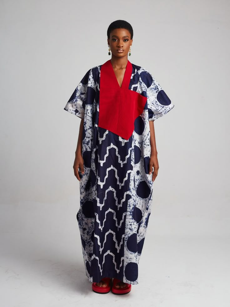 Navy Cotonou Dress – Industrie Africa White Agbada, Dye Lab, Traditional Glam, African Luxury, Mode Kimono, Aso Oke, Dress Shirt Sleeves, Latest African Fashion Dresses, Red Collar