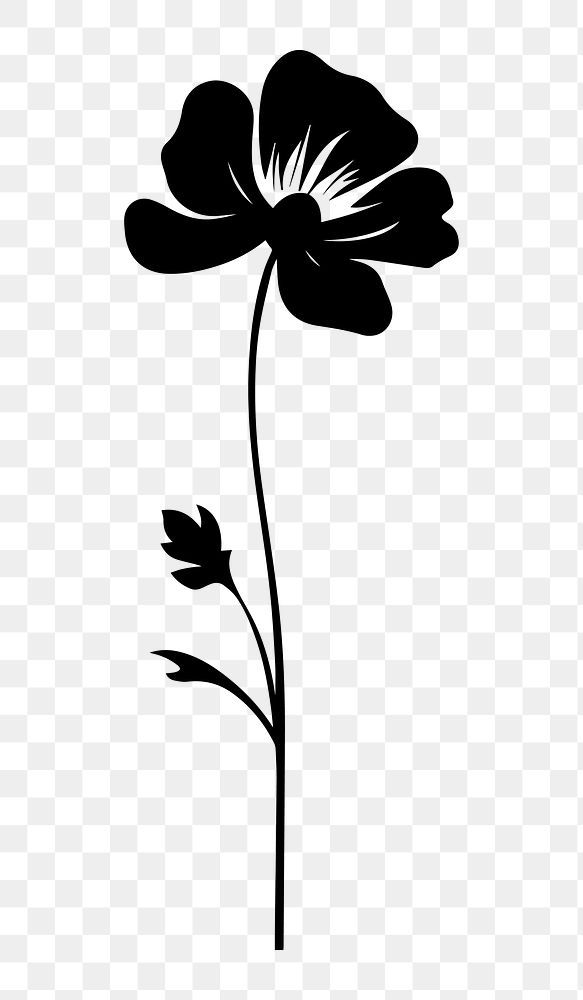 a black and white silhouette of a flower on a transparent background, hd png