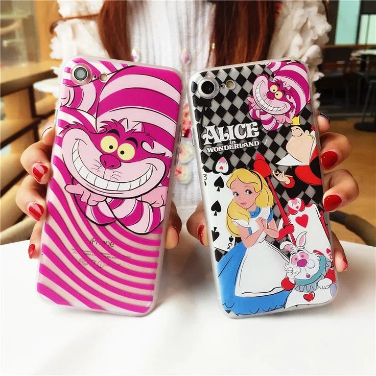 two cell phones with cartoon characters on them