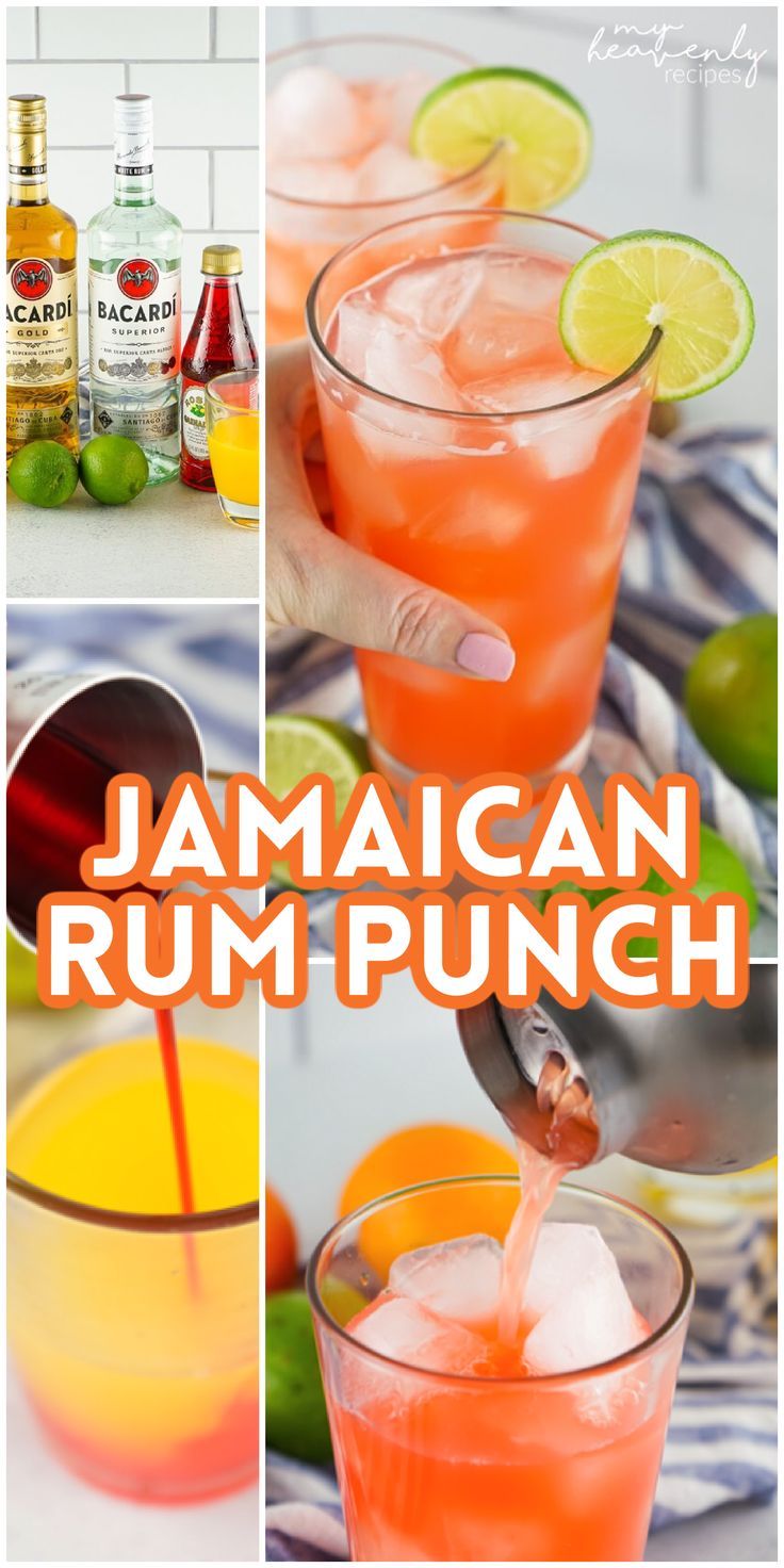 a collage of images with the words jamaican rumpunch