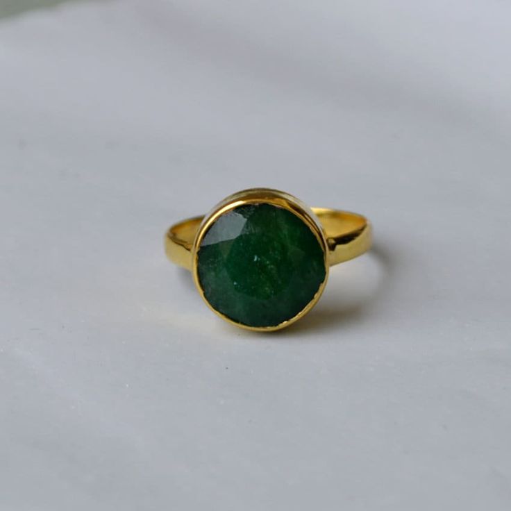 Natural Emerald Gold Ring-9K,14K,18K,22K Solid Gold Rings-Natural Gemstone Gold Ring -Gold Wedding Ring -Yellow Gold Ring-Birthstone Ring Available in 9K,14k,18K,22K yellow solid gold bezel and solid yellow gold ring are both shined to an extremely high polish. But if you prefer it in matte convo me after purchasing. The main stone is natural Emerald Gemstone. The pictures have been enlarged to show the details. The band is about 2 mm wide and 1 mm thick. This ring is made to order in your size. Gold Birthstone Ring With Natural Stones, Emerald Ring With Natural Stones For Gift, Gift Emerald Ring With Natural Stones, Emerald Crystal Ring In Yellow Gold, Yellow Gold Emerald Crystal Ring, Gold Emerald Ring With Natural Stones For Anniversary, Yellow Gold 14k Rings With Natural Stones, Yellow Gold Emerald Ring With Round Stone, Green Rings With Natural Stones