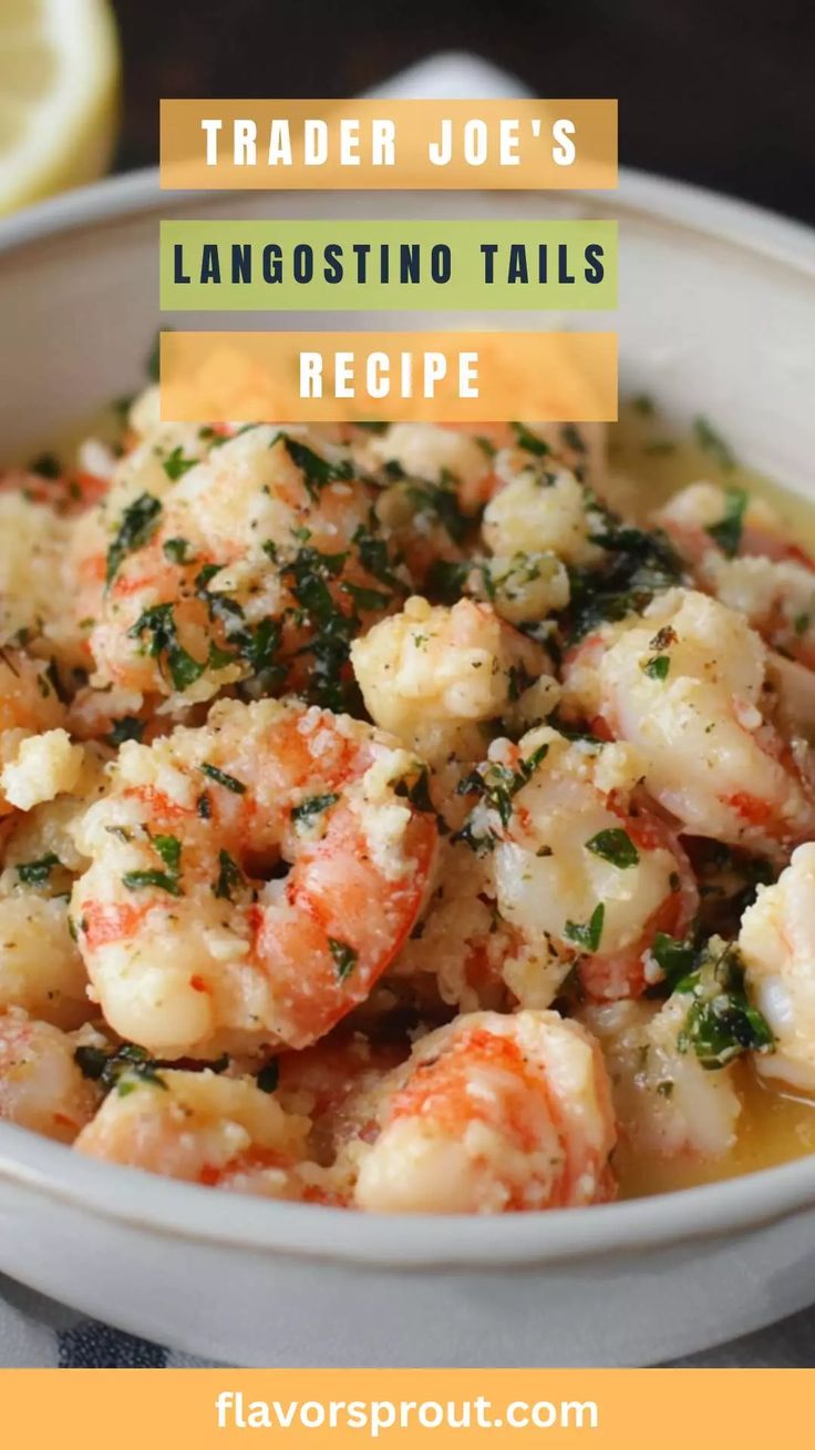 a white bowl filled with shrimp and parsley